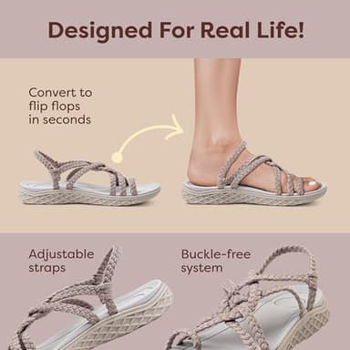 Plaka Explore Walking and Hiking Sandals for Women | Comfortable Summer Sandal with Arch Support | Waterproof Comfy Sandals for Travel, Beach or Poolside | Brazilian Sand | size 10 - Image 4