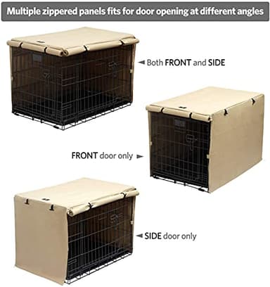 X-ZONE PET Double Door Dog Crate Cover - Polyester Pet Kennel Cover (Fits 24 30 36 42 48 inches Wire Crate) (30Inch, Tan) - Image 4