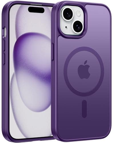 FNTCASE for iPhone 15 Case: for iPhone 14 & iPhone 13 Case | Magnetic Frosted Translucent Slim Shockproof Cell Phone Cover | Military Grade Protection Drop Proof Tough Protective Cases - Purple - Image 1