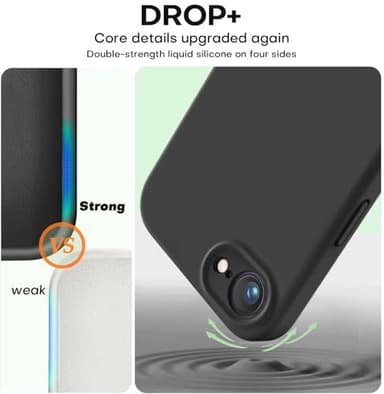 Vooii Compatible with iPhone 16e Case, Liquid Silicone Upgrade [Camera Protection] [Soft Anti-Scratch Microfiber Lining] Shockproof Phone Case for iPhone 16e 6.1 inch - Black - Image 4