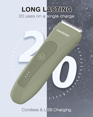 MANSPOT Manscape Hair Finishing Trimmers, Pubic Hair Trimmer for Men and Women, Electric Ball Trimmer Pubic Shaver,Hypoallergenic Ceramic Blade Heads,Waterproof Wet/Dry Groin Shaver,20 Times Usage - Image 5