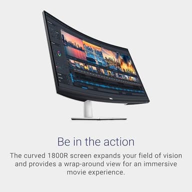 Dell S3221QS 32 Inch Curved 4K UHD (3840 x 2160), VA Ultra-Thin Bezel Monitor, 60Hz, 4MS Response Time, 90% DCI-P3, 99% sRGB, AMD FreeSync, HDMI, DisplayPort, Built in Speakers, VESA Certified, Silver - Image 3