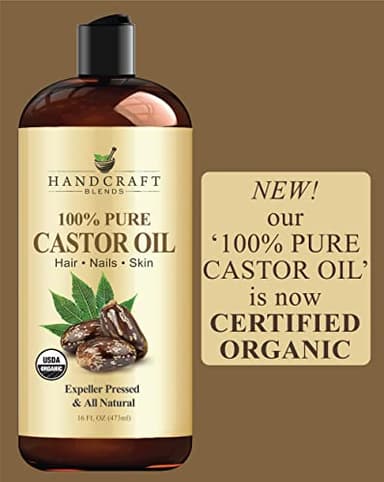 Handcraft Blends Organic Castor Oil - 16 Fl Oz - 100% Pure and Natural - Premium Grade Carrier Oil for Hair Growth, Eyelashes and Eyebrows - Hair and Body - Expeller-Pressed & Hexane-Free - Image 9