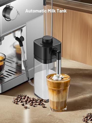 20 Bar Espresso Machine, Hot & Cold Brew Coffee Maker with Milk Frother, Touch Screen, Compact Water Tank, Expresso Coffee Machines for Lattes, Cappuccinos, Americano, Home & Office, Stainless Steel - Image 2