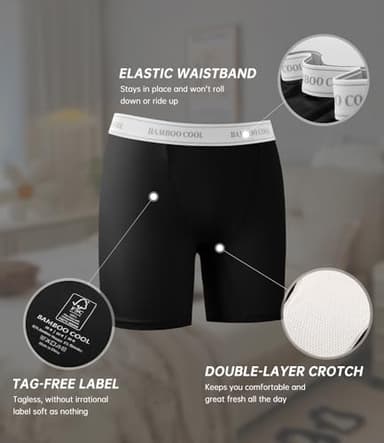 BAMBOO COOL Womens Boxer Briefs Boy Shorts Soft Stretch Panties for Women, 5-Pack - Image 3