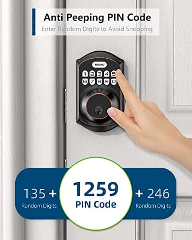 TEEHO TE001 Keyless Entry Door Lock with Keypad - Smart Deadbolt Lock for Front Door with 2 Keys - Auto Lock - Easy Installation - Oil-Rubbed Bronze - Image 7