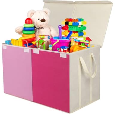 YOLOXO Toy Box Chest, Collapsible Sturdy Storage Bins with Lids, Extra Large Kids Toy Storage Organizer Boxes Bins Baskets for Kids, Boys, Girls, Nursery Room, Playroom, Closet (Pink) - Image 7
