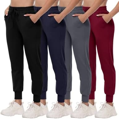 4 Pack Joggers for Women - Sweatpants with Pockets Lightweight Comfy Yoga Pants for Workout Travel Lounge - Image 2