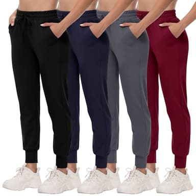 CAMPSNAIL 4 Pack Joggers for Women - Sweatpants with Pockets Lightweight Comfy Yoga Pants for Workout Travel Lounge - Image 1