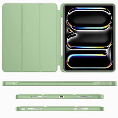iMieet iPad Pro 13 Inch Case M4 (2024) with Pencil Holder, Trifold Stand Smart Case with Soft TPU Back, Auto Wake/Sleep (Matcha Green) - Image 2