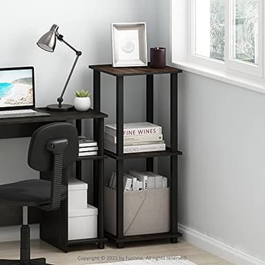 Furinno Simplistic Set of 2 End Table, Columbia Walnut/Black - Image 2