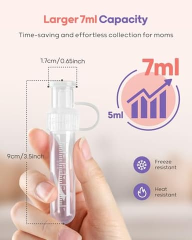 Nuliie Colostrum Collector Kit 7ml/8pcs, Leakproof, Reusable Breast Milk Collector, Heat & Freezer Resistant, BPA-Free, With Cotton Cloth Wipe, Storage Case, Cleaning Brush - Ready-to-Use for Newborns - Image 3