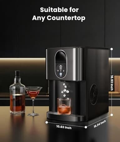 Nugget Ice Makers Countertop, Pellet Ice Maker Machine Dispenser with Water Reservoir, Self-Cleaning, 44lbs/24H Soft Chewable Ice Maker Machine for Home/Kitchen/Office, Black Stainless - Image 8