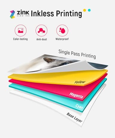 Liene 2x3” Photo Printer, Mini Instant Portable Color Mono Picture Printer Bundle 50 Zink Adhesive Paper, Bluetooth 5.0, Compatible w/iOS & Android, Small Phone Sticker for iPhone, Smartphone, White - Image 3