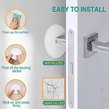 3.15"] Door Stoppers Wall Protector, 6 Pcs Large White Silicone Door Bumpers with Strong Thickened Adhesive,Shock Absorbent Door Knobs Wall Protectors to Cover up Damage and Protect Wall Surfaces - Image 6