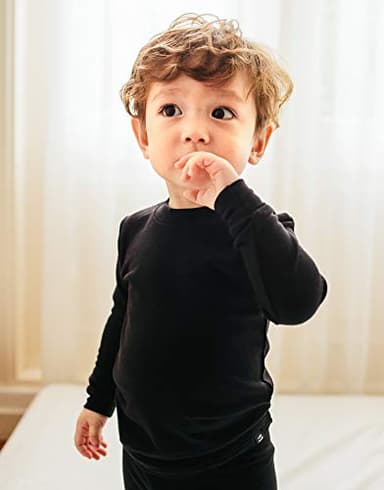 VAENAIT BABY Kids Long Sleeve Modal Sleepwear Pajamas 2pcs Set Modal Black L - Image 4