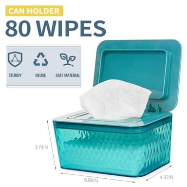 Whiidoom Wipes Dispenser, One-Handed Operation Wipe Holder for Baby & Adult, Seal-Designed Wipes Container for Bathroom Keep Diaper Wipes Fresh (Green) - Image 2