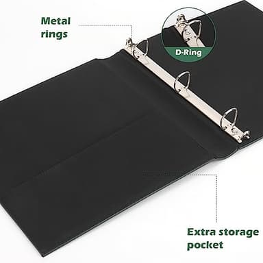 LETVPVOW Vintage Hardback 3 Ring Binder 1 Inch, Professional Leather Binder 3 Ring, Three Ring Binders Fits 8.5" x 11", D Ring Binders for Photo Album, Home, School and Office Supplies- Dark Green - Image 7