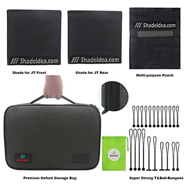 Shadeidea JT Sun Shade Top Sunshade Compatible with Jeep Gladiator Top Shade Mesh Screen Roof Cover (2018-2023)- Wind Noise UV Blocker with GrabBag Pouch -10 Year Warranty- Black -Front+Rear (2 Pcs) - Image 6