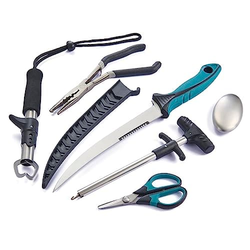 KNINE OUTDOORS 6PCS Fishing Tool Kit, Fishing Pliers, Fish Fillet Knife, Fishing Gripper, Fishing Scissors for Braided line, Fishing Gear and Equipment, Fishing Gifts for Men - Image 1