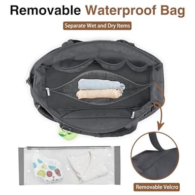 KUBYA Diaper Bag Tote, Baby Diaper Tote Bags Shoulder Bag Mommy Handbag Hospital Bag Travel Large Tote Bag for Women Crossbody Bag, with Silicone Pacifier Case - Image 3