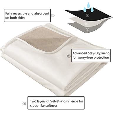Ameritex Pet Bed Blanket Reversible 100% Waterproof Velvet Super Soft for Sofa and Bed (40x60 Inches, Cream+Beige) - Image 7