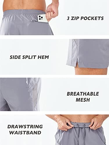 NORTHYARD Men's Running Athletic Shorts 5"/ 7"/ 9" Workout Gym Short Tennis Quick Dry Active Sport Hiking Basketball-5'' Stone-M - Image 5