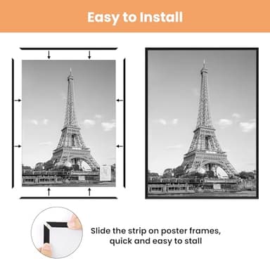 upsimples 12x16 Picture Frame Black 3 Pack, Scratch-Proof Poster Frames 12 x 16 for Photo Gallery - Slide-In Strips, Horizontal or Vertical Wall Mounting - Image 3