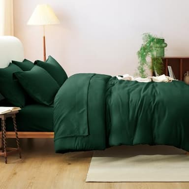 CozyLux King Comforter Set Emerald Green, 7 Pieces Bed in a Bag Bedding Comforter Set with Sheets, All Season Boho 7PC Bed Sets with Comforter, Fitted Sheets, Flat Sheets, Pillow Shams and Pillowcases - Image 8