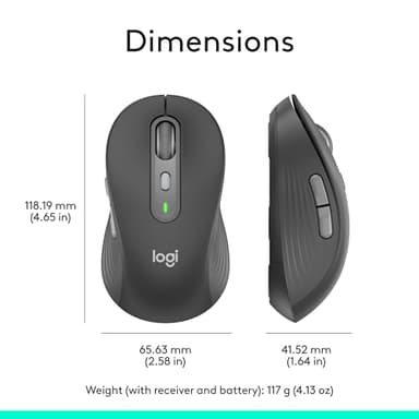 Logitech Signature Plus M750 L Wireless Mouse - for Large Hands, SmartWheel, Bluetooth, Multi Device, 24-Month Battery, Silent Clicks, Customizable Side Buttons, Contoured Shape - Graphite - Image 10