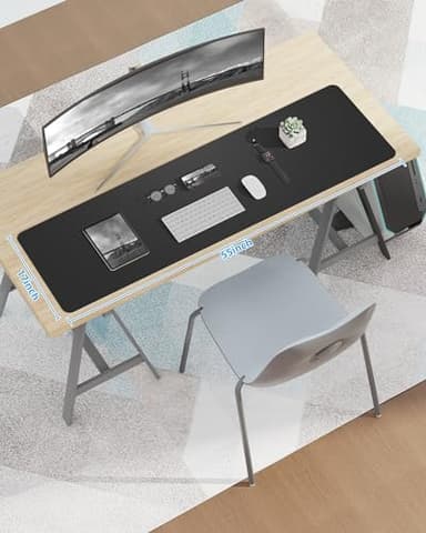Large Desk Mat,55" x 17"Leather Desk Pad Protector,Large Mouse Pad,Non-Slip PU Leather Desk Blotter, Laptop Desk Pad,Waterproof Desk Writing Pad for Office/Home/Decor (Black) - Image 7