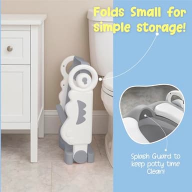 bebeleh Musical & Sound Toddler Potty Training Seat w/Step Stool Ladder - Collapsible & Adjustable Toilet, Pre Assembled Toddler Toilet Seat w/Music & Sounds - Splash Guard & Anti-Slip Steps - Gray - Image 5