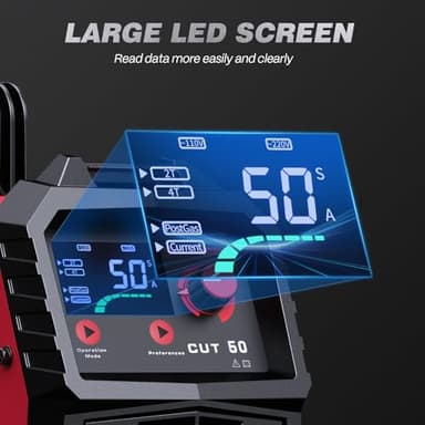 ARCCAPTAIN Plasma Cutter, [Large LED Display] 50Amps Cutter Machine with 110/220V Dual Voltage DC Inverter IGBT 1/2 Inch Clean Cut Post Flow and 2T/4T, for Beginners DIY - Image 7