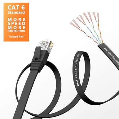 Jadaol Cat 6 Ethernet Cable 15 ft, Outdoor & Indoor 10Gbps Support Cat8 Cat7 Network, Flat RJ45 Internet LAN Computer Patch Cable for Router, Modem, Switch, Gaming Consoles, Streaming Devices, Black - Image 3