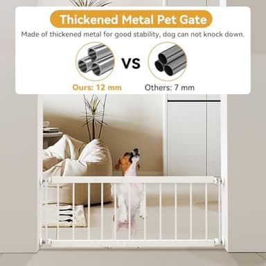 Dog Gate Indoor,18"-45" Extra Wide Metal Short Dog Gate to Step Over, 14" Tall Small Pet Gate with 3 Extension Kits, Pressure Mounted for Doorways & Stairs - Image 8