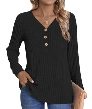 HOTGIFT Womens Sweaters Black Long Sleeve Shirts Casual Fall Winter Fashion Tunics Tops Loungewear Clothes 2025 X-Large - Image 3