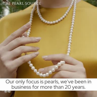 The Pearl Source Real Pearl Necklace for Women with AAA+ Quality Round White Freshwater Genuine Cultured Pearls (White Gold, 9-10mm) - Image 8