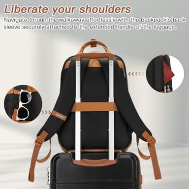 Kono Luggage Set 3 Piece Carry On Hardside Luggage with TSA Lock Spinner Wheels Carry On Suitcase Apricot Black - Image 4
