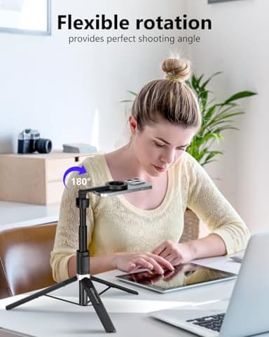 UBeesize Magnetic Tripod for iPhone with Remote, 64’’ Extendable Phone Stand for Video Recording/Vlogging, N52 Strong Holder for iPhone 12-17/Android, Portable Travel Selfie Stick Tripod(Black) - Image 5