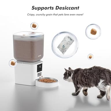Automatic Dog Feeder - 8L/34 Cups Large Capacity Automatic Cat Food Dispenser with LCD Screen, Large Food Tray, Battery Operated, Timed Cat Feeder, Up to 50 Portions 6 Meals Per Day, Keeps Fresh - Image 5