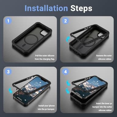 jaroco Magnetic for iPhone 13 Case, [Compatible with MagSafe][Military Grade Drop Protection][Heavy Duty Protection][Non-Slip][Shockproof] 2-Layer Durable Bumper Phone Case 6.1''-Black - Image 3