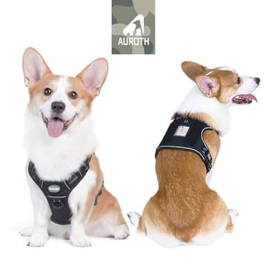 AUROTH Tactical Harness for Small Medium Dogs No Pull Adjustable Pet Harness Reflective K9 Working Training Easy Control Vest Military Service Dog Harnesses Black M - Image 2