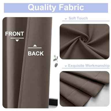 Simplebrand Ava Brown Blackout Curtains for Bedroom 63 Inch Length 2 Panels Set, Solid Thermal Insulated Energy Saving Rod Pocket Window Treatment Curtains Blackout Drapes, W40 x L63 Inch, Brown - Image 3