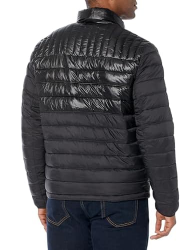 Tommy Hilfiger Men's Ultra Loft Lightweight Packable Puffer Jacket (Standard and Big & Tall), Black Shiny/Matte Combo, Large - Image 2