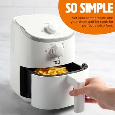Tasty Personal Air Fryer, Healthier Meals in Minutes, Adjustable Temp Control up to 400°F, Easy-to-Use Design, Nonstick Basket and Tray Made without PFAS, PFOA, PFOS & PTFE, 900 Watts, 2-Quart, White - Image 4