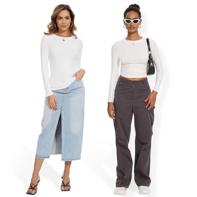 MLYENX 3 Pack Womens Long Sleeve Shirts Crew Neck Basic Stretchy Fitted Y2K Tops Going Out Fashion Clothes - Image 4