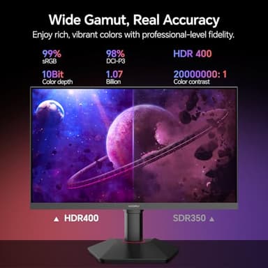 KOORUI Gaming Monitor, 27" Fast IPS Computer Monitor, 320Hz QHD HDR400 Display, PIP/PBP Mode 1ms PC Screen, 98% DCI-P3 Color Gamut, Adaptive Sync, VESA Mountable, HDMI 2.0, DP 1.4, G2721E - Image 7
