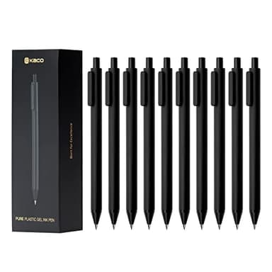 Kaco PURE Gel Pens 0.5mm Fine Point Black Ink 10 Count, Quick Dry Smooth Writing, Aesthetic Office Supplies Refillable Retractable - Image 1