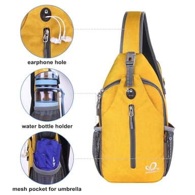 WATERFLY Crossbody Sling Backpack Sling Bag Travel Hiking Chest Bag Daypack - Image 4