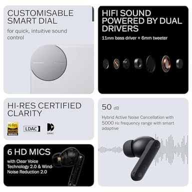 CMF Buds Pro 2 Wireless Earbuds, Hi-Res Audio with LDAC, 50 dB Hybrid Noise Cancelling Earbuds, Ultra Bass Technology, Bluetooth 5.3, 43H Play Time with Charging Case, 6 HD Mics Headphones, Orange - Image 2